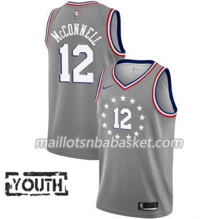 Maillot Enfant Philadelphia 76ers T.J. McConnell 12 2018-19 Nike City Edition Gris Swingman